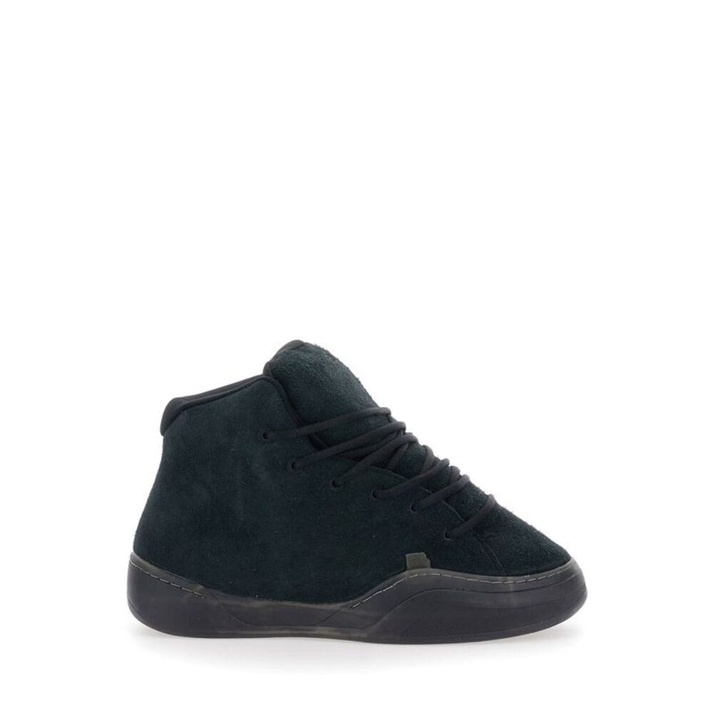 Erl Men 'Mid Vamp' Black Sneakers With Front Laces In Suede For Men